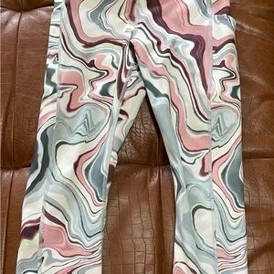 Athleta Swirl Pattern Leggings - Pink, Gray, White